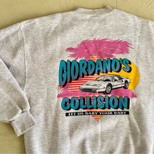 SOLD 🔴 Vintage 90s Giordano's Collision Crewneck Graphic Sweatshirt